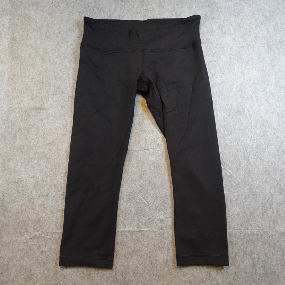 Lululemon Leggings Women 8 Black Wunder Under Crop Low Rise Yoga 22"